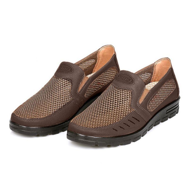 Männer Mesh Atmungsaktiv Aushöhlen Rutschfeste Weiche Sohle Slip On Freizeitschuhe