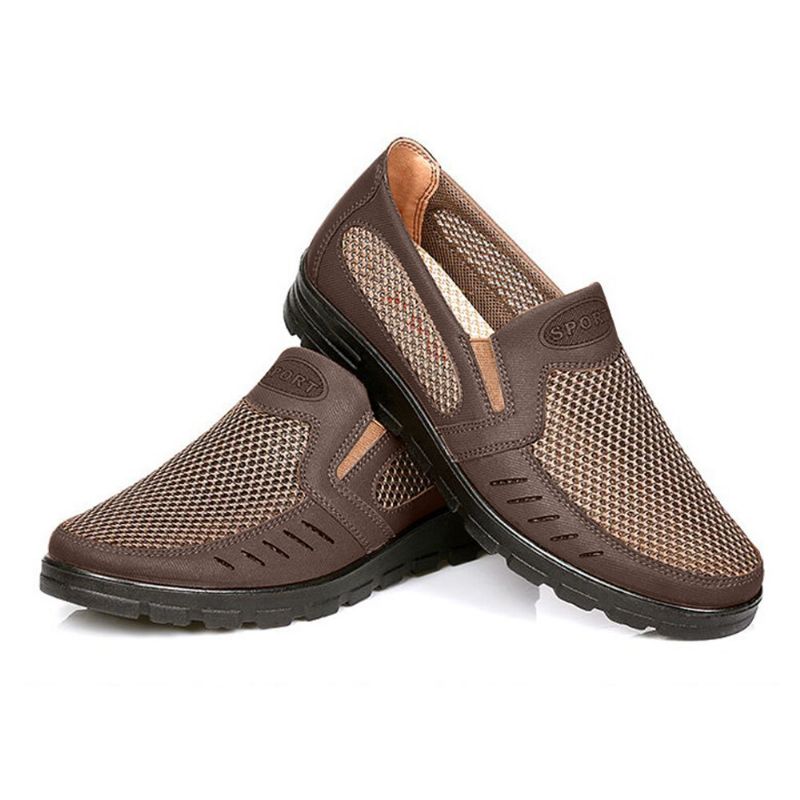 Männer Mesh Atmungsaktiv Aushöhlen Rutschfeste Weiche Sohle Slip On Freizeitschuhe