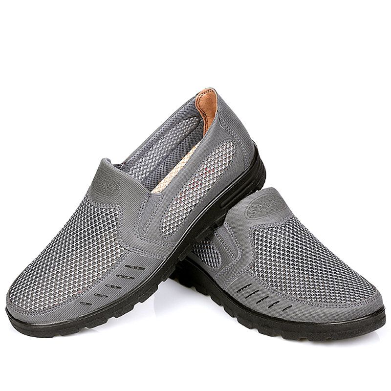 Männer Mesh Atmungsaktiv Aushöhlen Rutschfeste Weiche Sohle Slip On Freizeitschuhe