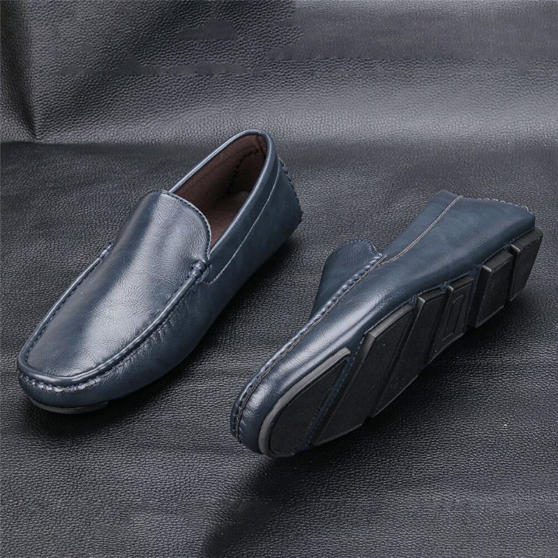 Männer Mikrofaser Leder Atmungsaktive Vintage Weiche Sohle Slip On Bequeme Fahr Freizeitschuhe