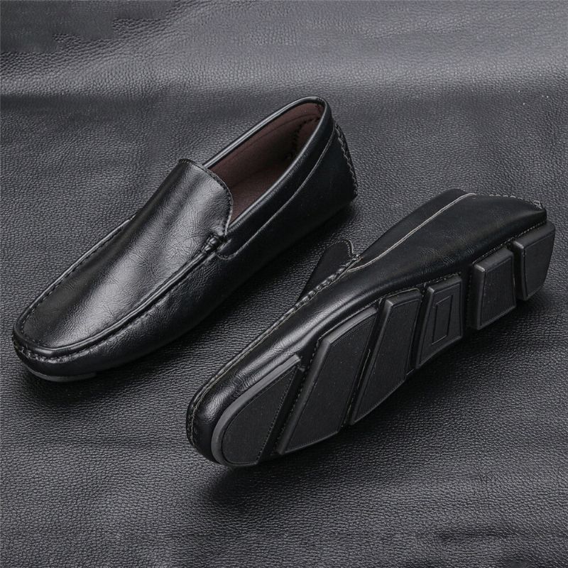 Männer Mikrofaser Leder Atmungsaktive Vintage Weiche Sohle Slip On Bequeme Fahr Freizeitschuhe