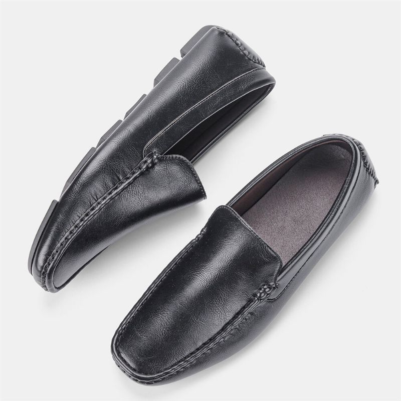 Männer Mikrofaser Leder Atmungsaktive Vintage Weiche Sohle Slip On Bequeme Fahr Freizeitschuhe