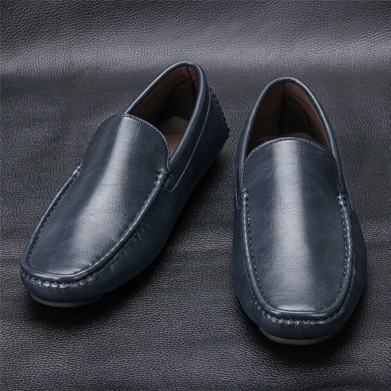 Männer Mikrofaser Leder Atmungsaktive Vintage Weiche Sohle Slip On Bequeme Fahr Freizeitschuhe