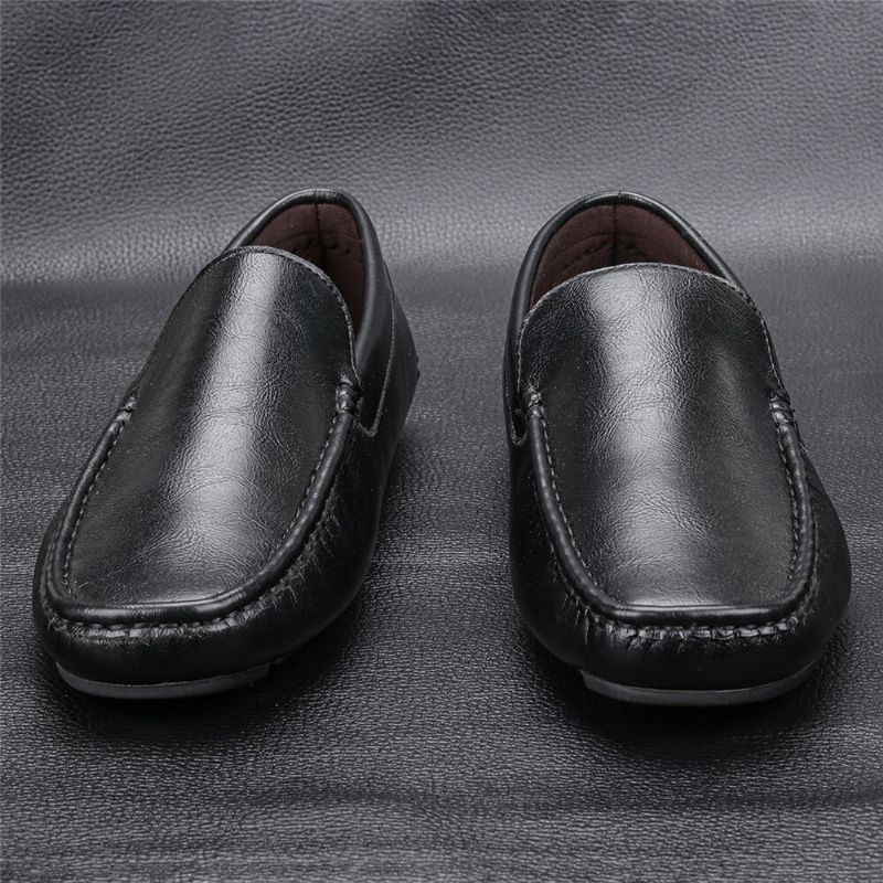 Männer Mikrofaser Leder Atmungsaktive Vintage Weiche Sohle Slip On Bequeme Fahr Freizeitschuhe