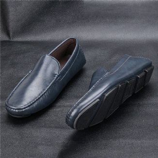 Männer Mikrofaser Leder Atmungsaktive Vintage Weiche Sohle Slip On Bequeme Fahr Freizeitschuhe