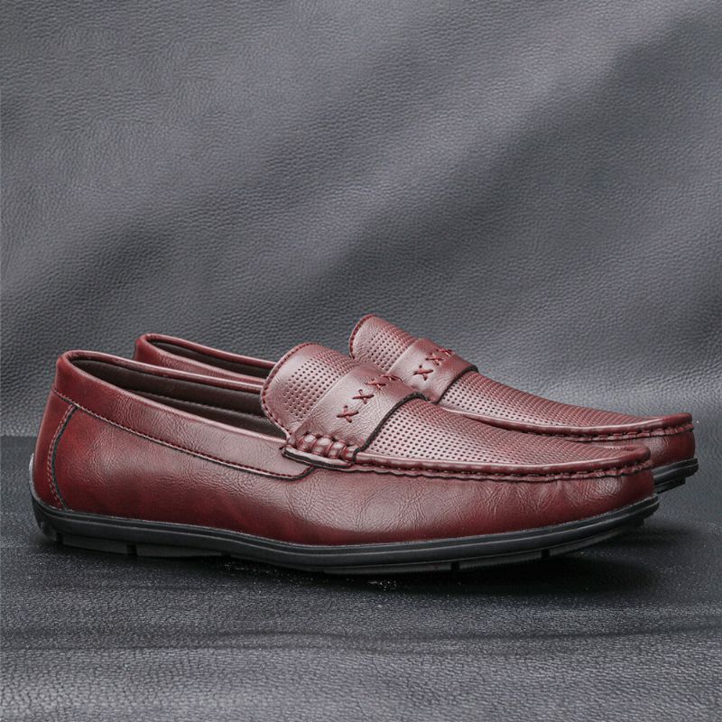 Männer Mikrofaser-leder Atmungsaktive Weiche Sohle Slip-on Bequeme Vintage Casual Driving Schuhe