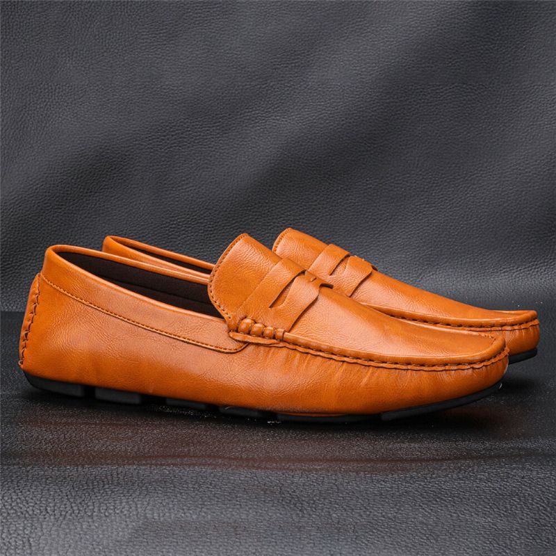 Männer Mikrofaser-leder Atmungsaktive Weiche Sohle Slip-on Bequeme Vintage Casual Driving Schuhe