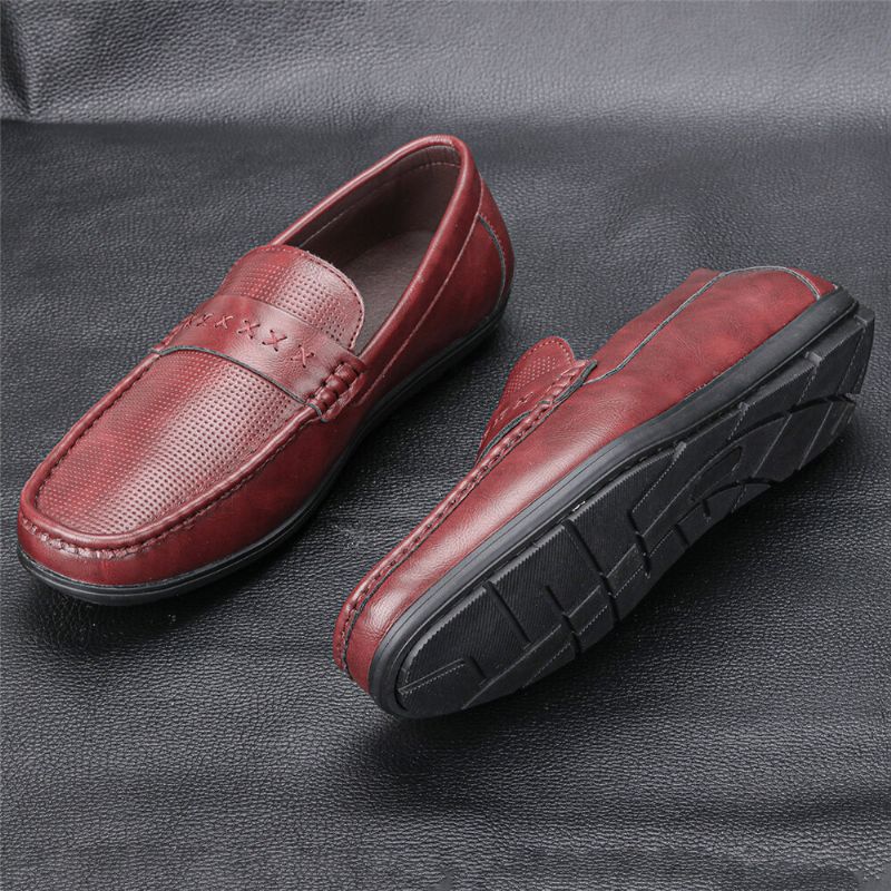 Männer Mikrofaser-leder Atmungsaktive Weiche Sohle Slip-on Bequeme Vintage Casual Driving Schuhe