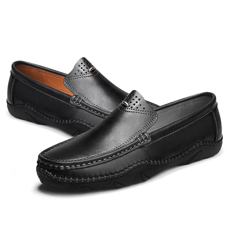 Männer Retro-echtleder-slip On Stitching Business Working Casual Driving Loafers Schuhe