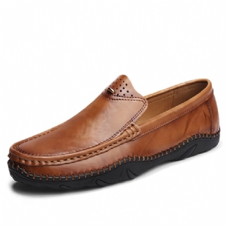 Männer Retro-echtleder-slip On Stitching Business Working Casual Driving Loafers Schuhe