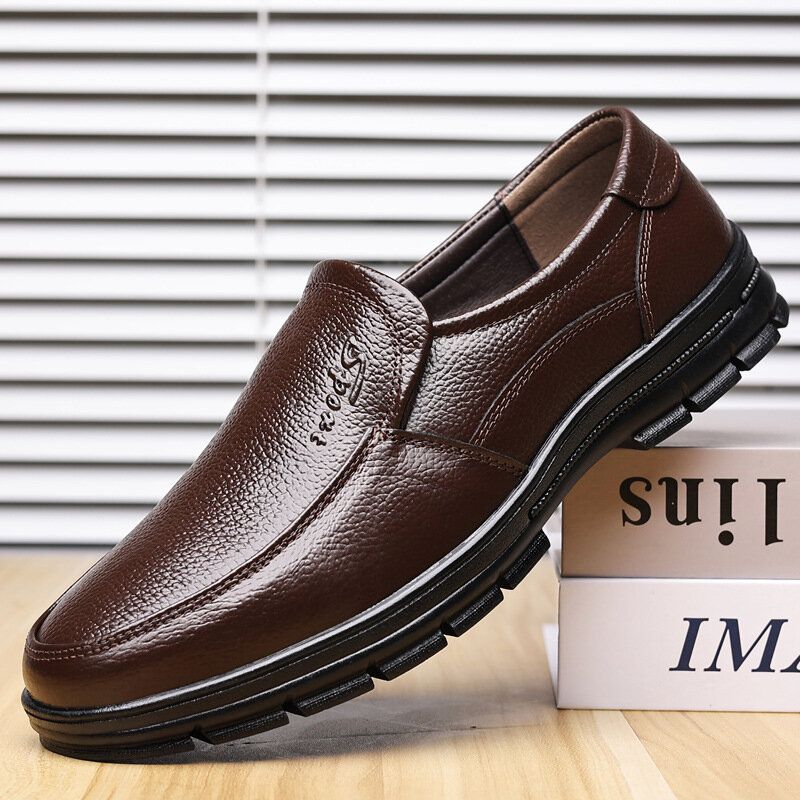 Männer Rindsleder Atmungsaktive Weiche Sohle Bequeme Slip-on Casual Business Schuhe