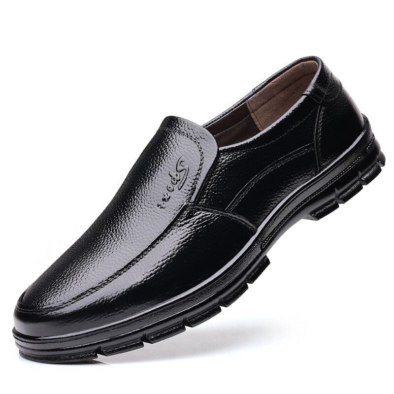 Männer Rindsleder Atmungsaktive Weiche Sohle Bequeme Slip-on Casual Business Schuhe