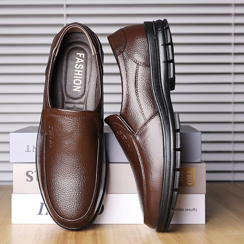 Männer Rindsleder Atmungsaktive Weiche Sohle Bequeme Slip-on Casual Business Schuhe