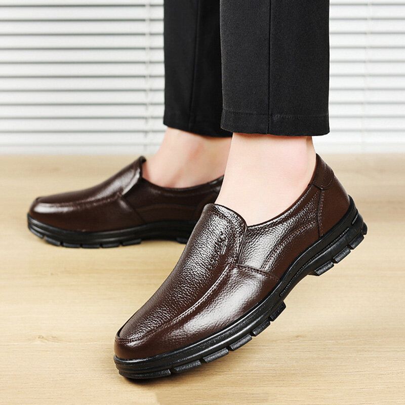 Männer Rindsleder Atmungsaktive Weiche Sohle Bequeme Slip-on Casual Business Schuhe