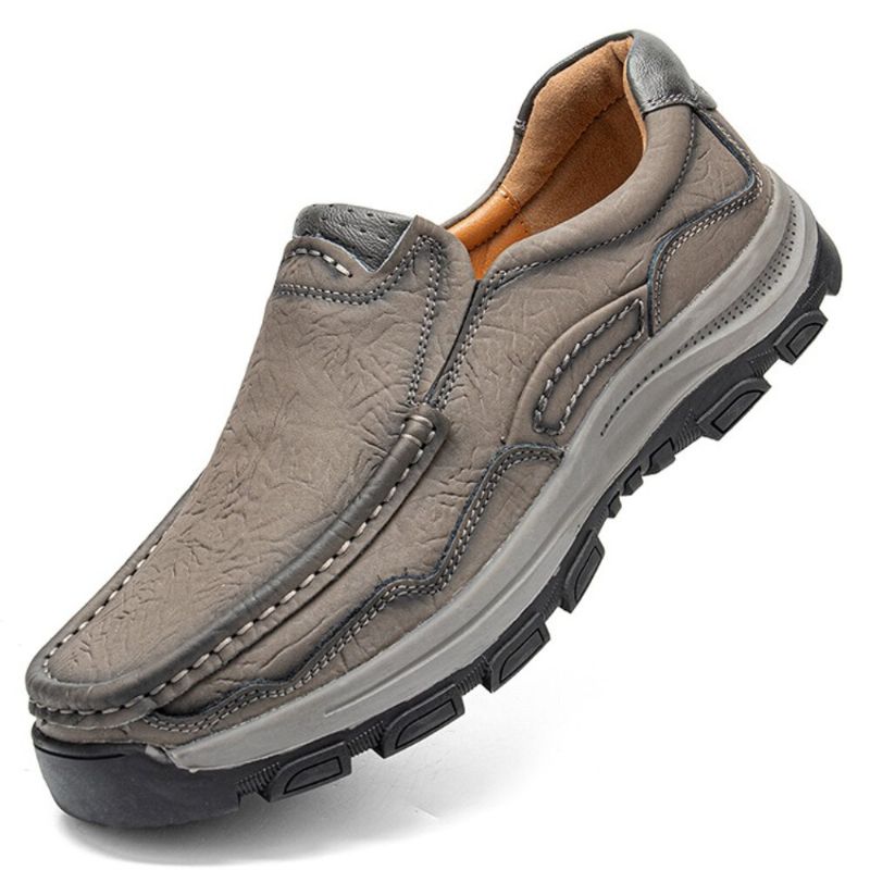 Männer Rindsleder Atmungsaktive Weiche Sohle Bequeme Slip On Outdoor Sport Freizeitschuhe