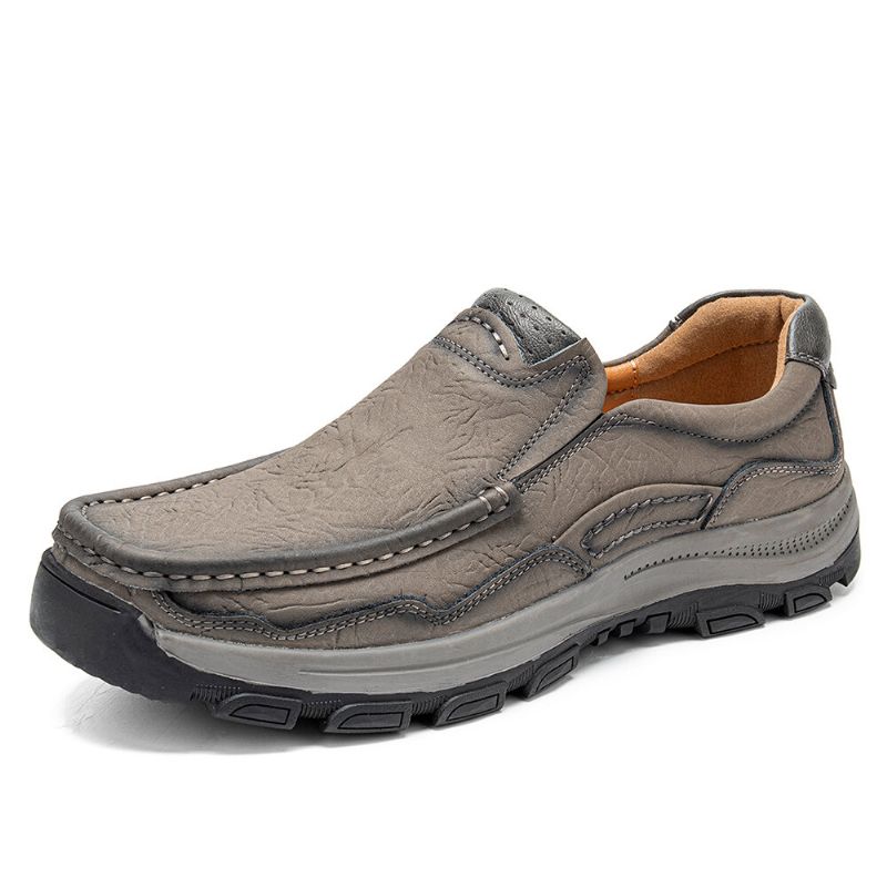 Männer Rindsleder Atmungsaktive Weiche Sohle Bequeme Slip On Outdoor Sport Freizeitschuhe