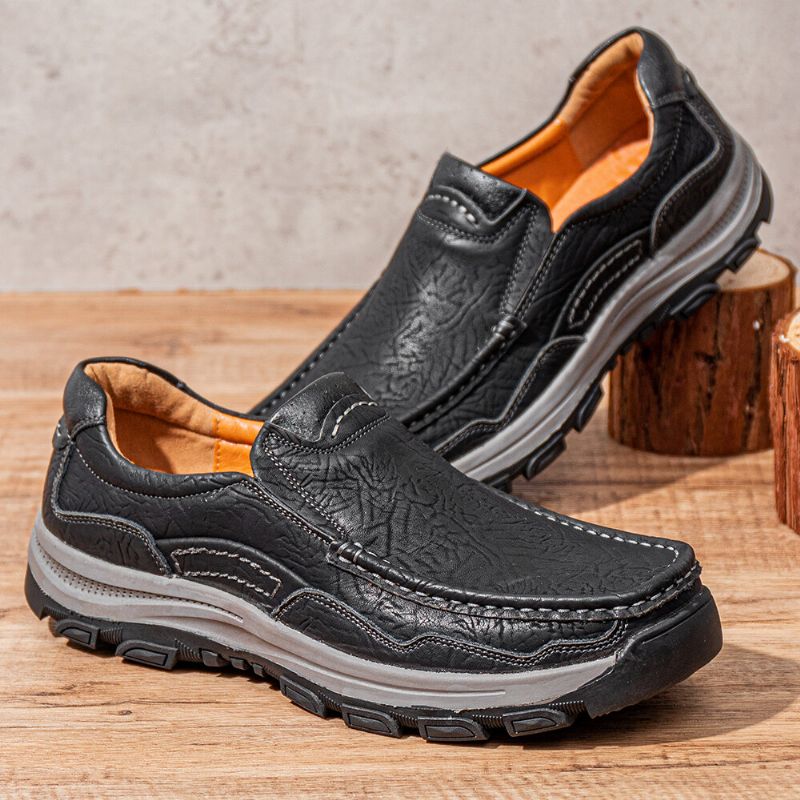 Männer Rindsleder Atmungsaktive Weiche Sohle Bequeme Slip On Outdoor Sport Freizeitschuhe