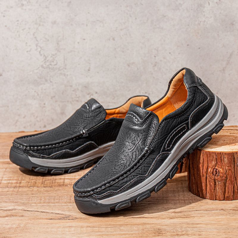 Männer Rindsleder Atmungsaktive Weiche Sohle Bequeme Slip On Outdoor Sport Freizeitschuhe