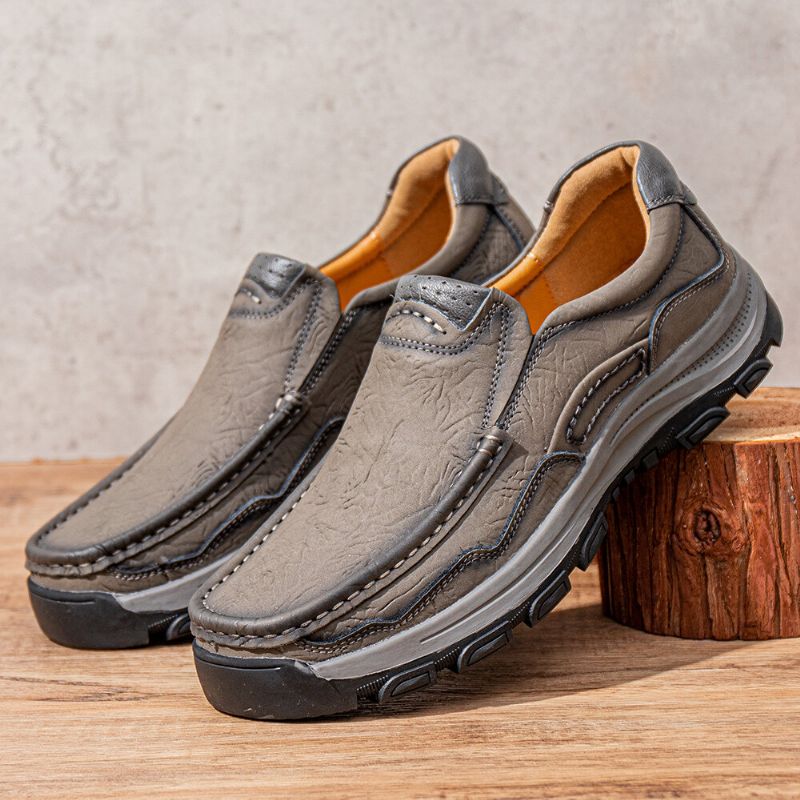 Männer Rindsleder Atmungsaktive Weiche Sohle Bequeme Slip On Outdoor Sport Freizeitschuhe