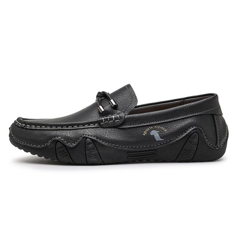 Männer Rindsleder Atmungsaktive Weiche Sohle Slip-on Brief Feste Casual Driving Schuhe