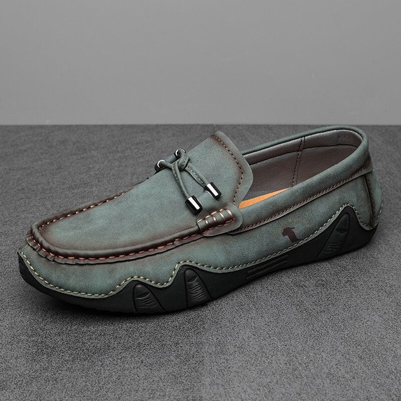 Männer Rindsleder Atmungsaktive Weiche Sohle Slip-on Brief Feste Casual Driving Schuhe