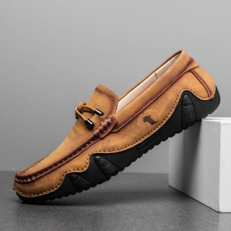 Männer Rindsleder Atmungsaktive Weiche Sohle Slip-on Brief Feste Casual Driving Schuhe