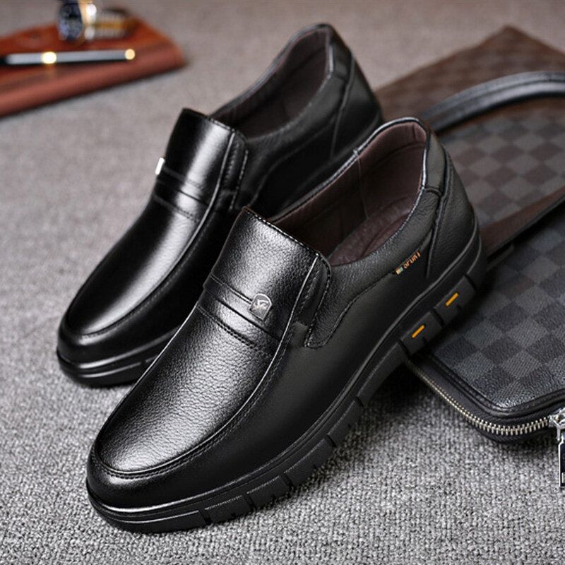 Männer Rindsleder Atmungsaktive Weiche Sohle Slip-on Klassische Freizeit-business-schuhe