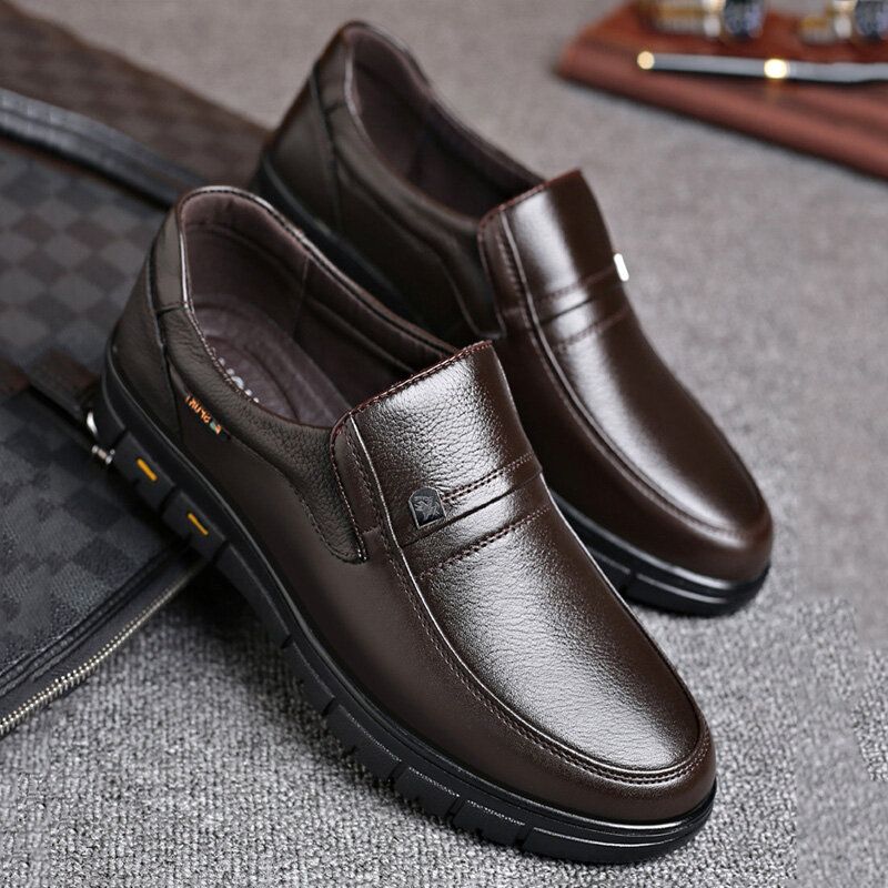 Männer Rindsleder Atmungsaktive Weiche Sohle Slip-on Klassische Freizeit-business-schuhe