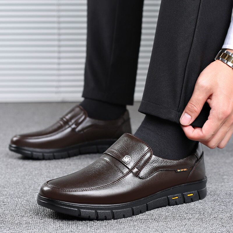 Männer Rindsleder Atmungsaktive Weiche Sohle Slip-on Klassische Freizeit-business-schuhe