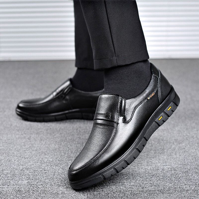 Männer Rindsleder Atmungsaktive Weiche Sohle Slip-on Klassische Freizeit-business-schuhe