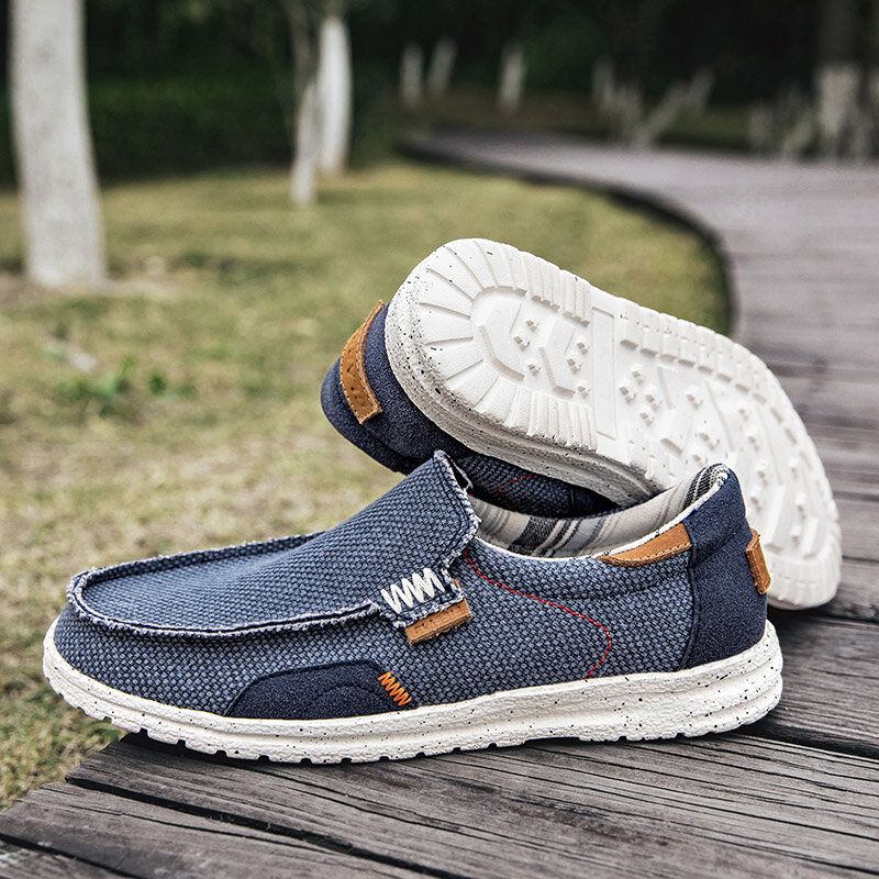 Old Peking Stilvolle Slip-on-casual-canvas-schuhe Mit Runder Zehenpartie Für Herren