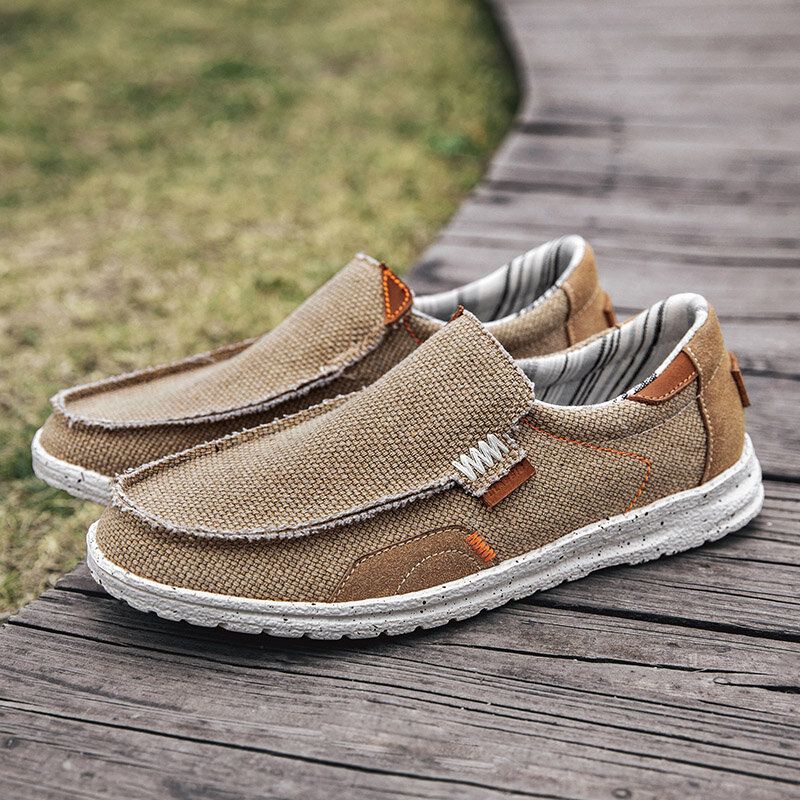 Old Peking Stilvolle Slip-on-casual-canvas-schuhe Mit Runder Zehenpartie Für Herren