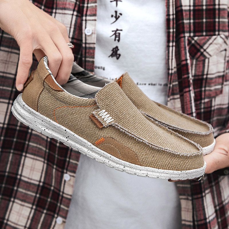 Old Peking Stilvolle Slip-on-casual-canvas-schuhe Mit Runder Zehenpartie Für Herren