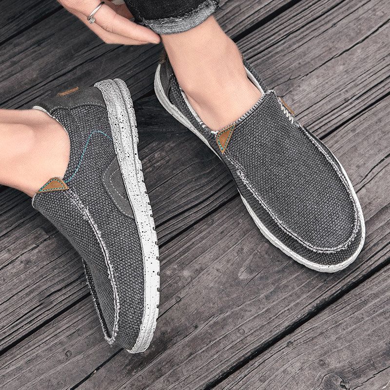 Old Peking Stilvolle Slip-on-casual-canvas-schuhe Mit Runder Zehenpartie Für Herren