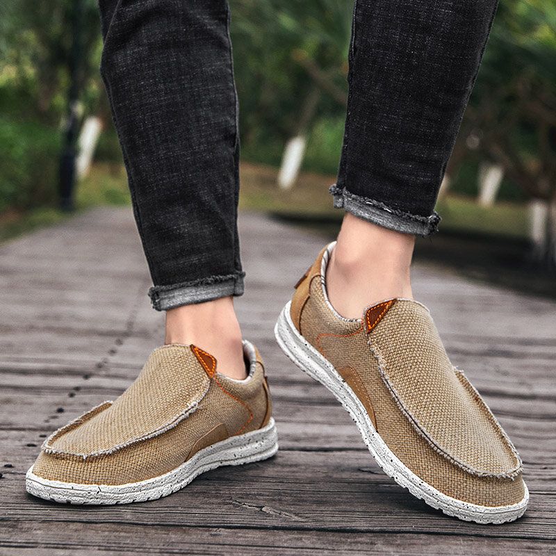 Old Peking Stilvolle Slip-on-casual-canvas-schuhe Mit Runder Zehenpartie Für Herren