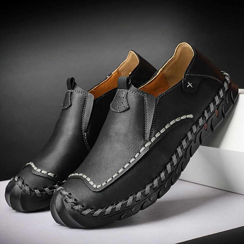 Rutschfeste Outdoor-loafer Für Herren Handgenähte Slipper Zum Hineinschlüpfen