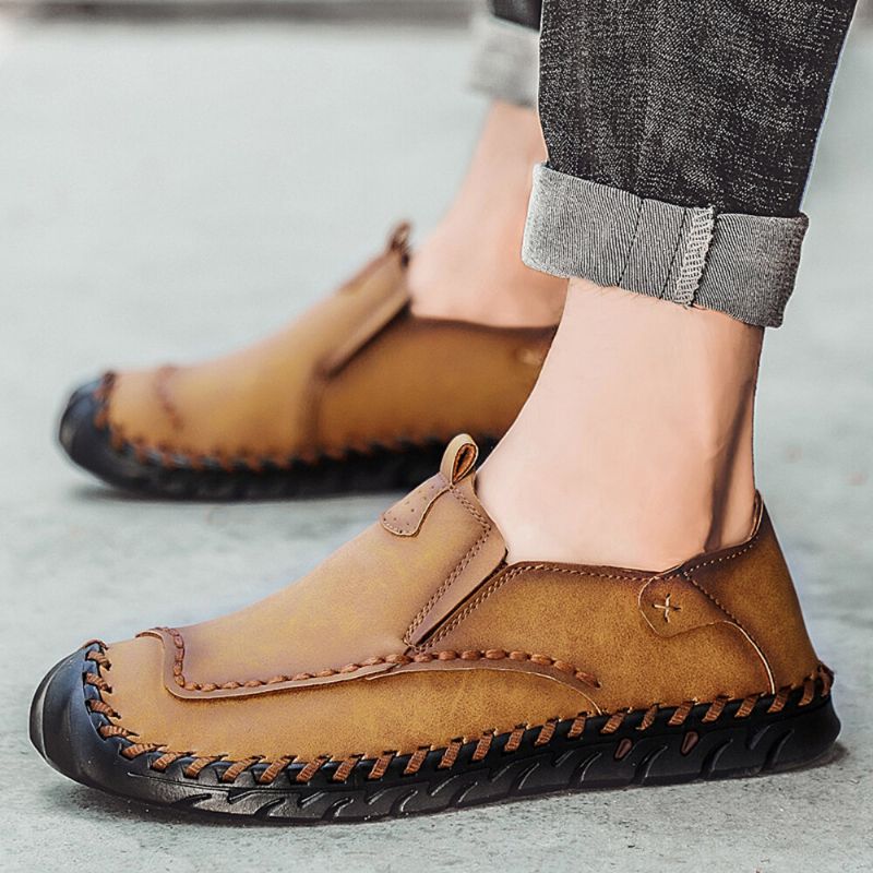 Rutschfeste Outdoor-loafer Für Herren Handgenähte Slipper Zum Hineinschlüpfen