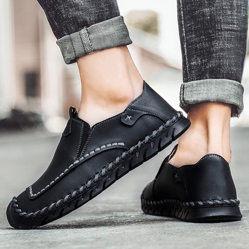 Rutschfeste Outdoor-loafer Für Herren Handgenähte Slipper Zum Hineinschlüpfen