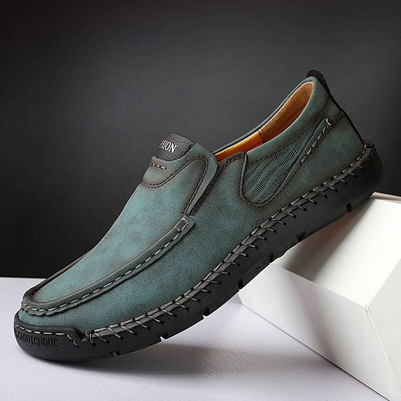 Rutschfeste Slip-on-loafer Aus Handgenähtem Mikrofaserleder Für Herren