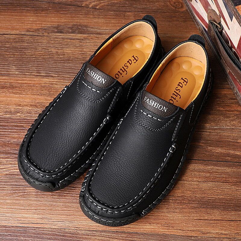 Rutschfeste Slip-on-loafer Aus Handgenähtem Mikrofaserleder Für Herren