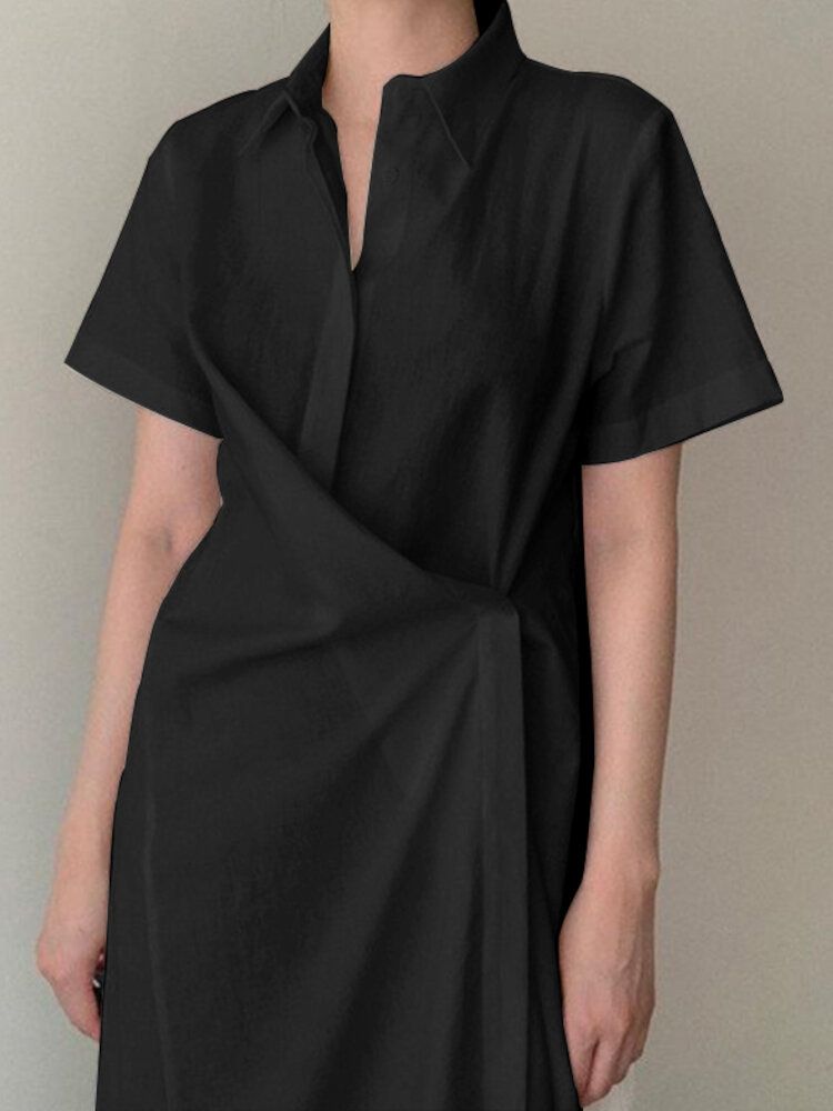 Asymmetrisches Maxikleid Mit Einfarbigem Revers Für Damen