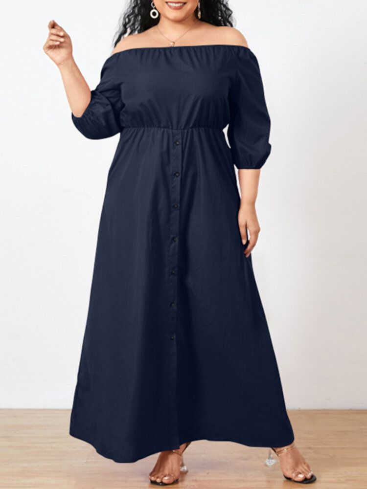 Festes Schulterfreies Freizeit-freizeitkleid Für Damen