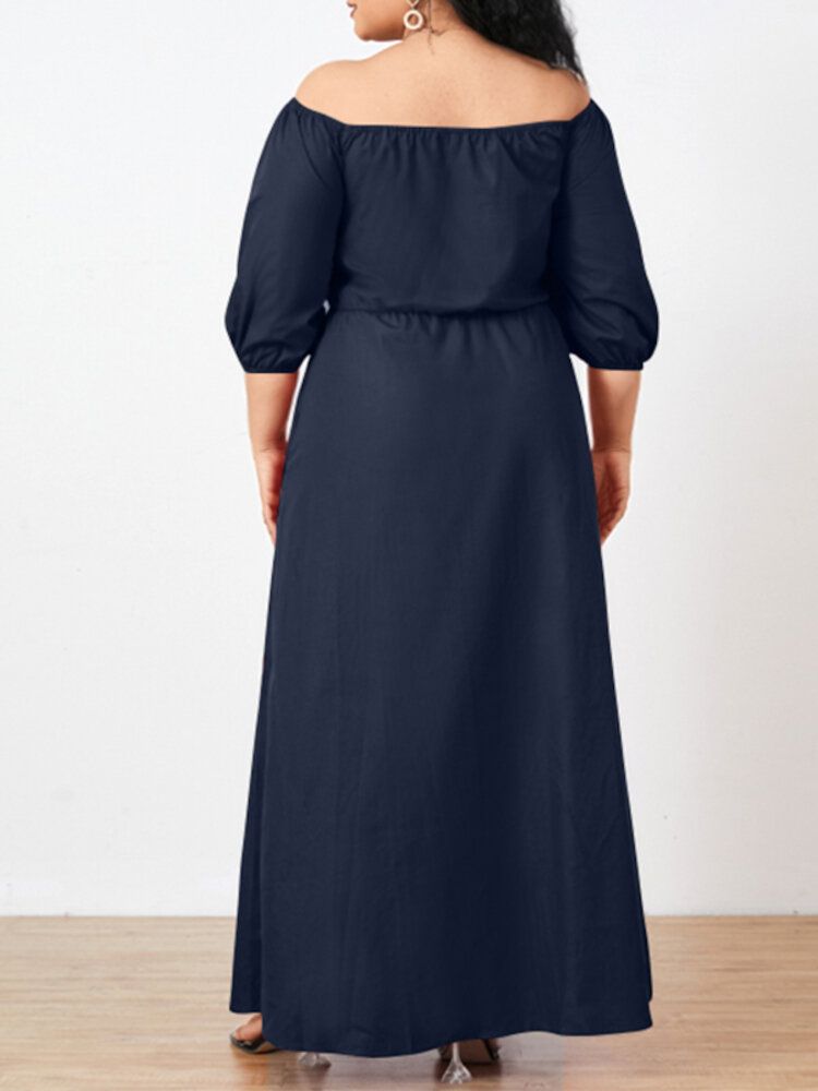 Festes Schulterfreies Freizeit-freizeitkleid Für Damen