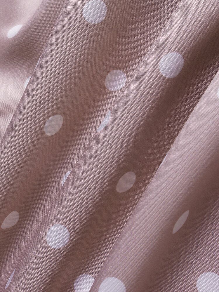 Frauen Niedlich Polka Dot V-ausschnitt Wrap Casual Kurzarm Maxikleider Mit Gürtel