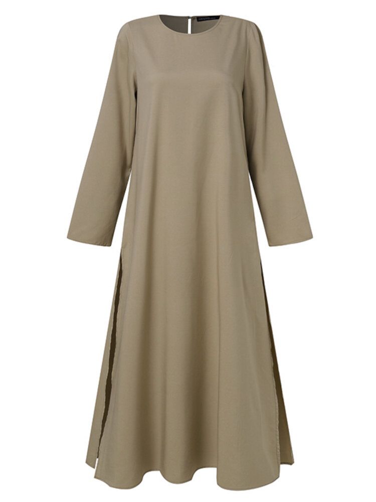 Kaftan-tunika Uni-freizeitkleid Schlitzrock Seitlich Für Damen