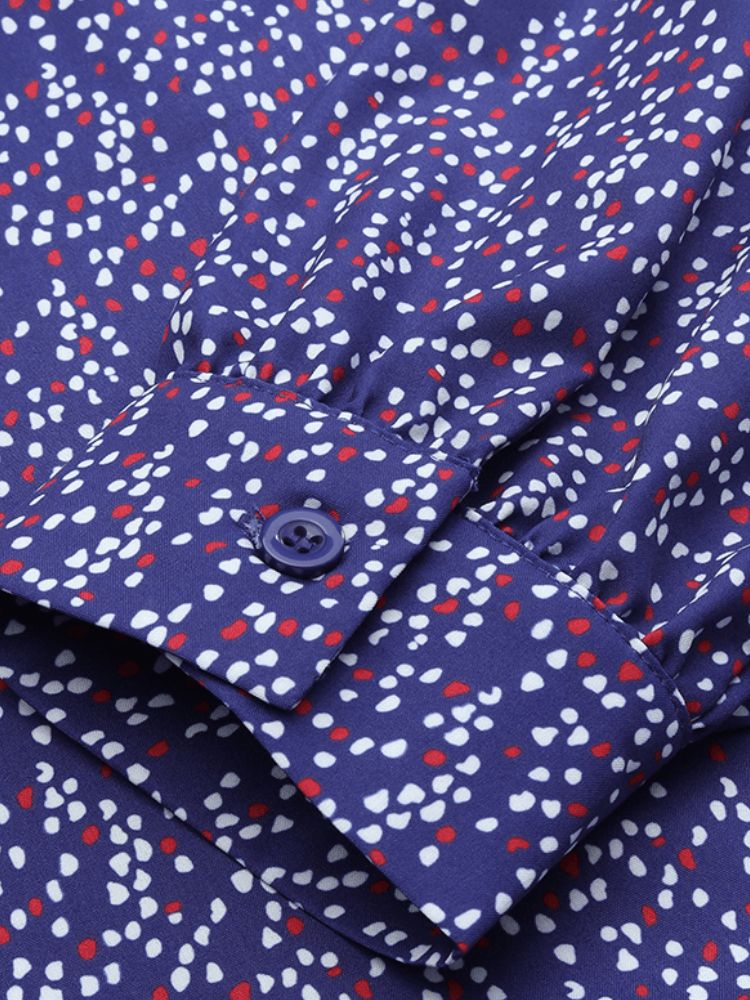 Polka Dot Print Rundhalsausschnitt Rückenreißverschluss Lässige Maxikleider Mit Langen Ärmeln