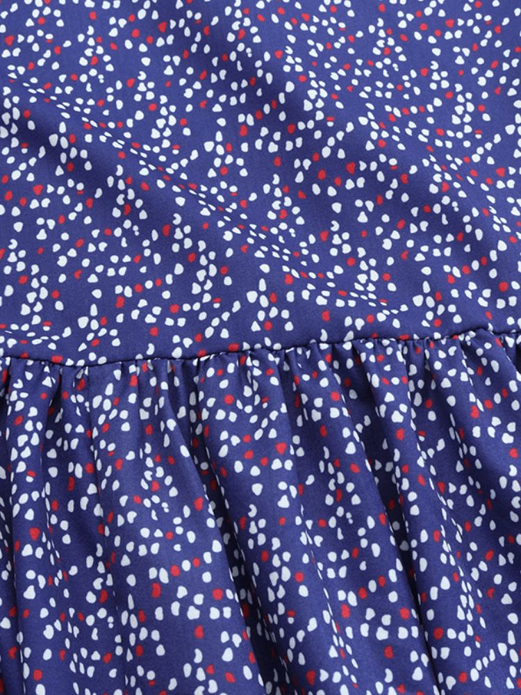 Polka Dot Print Rundhalsausschnitt Rückenreißverschluss Lässige Maxikleider Mit Langen Ärmeln