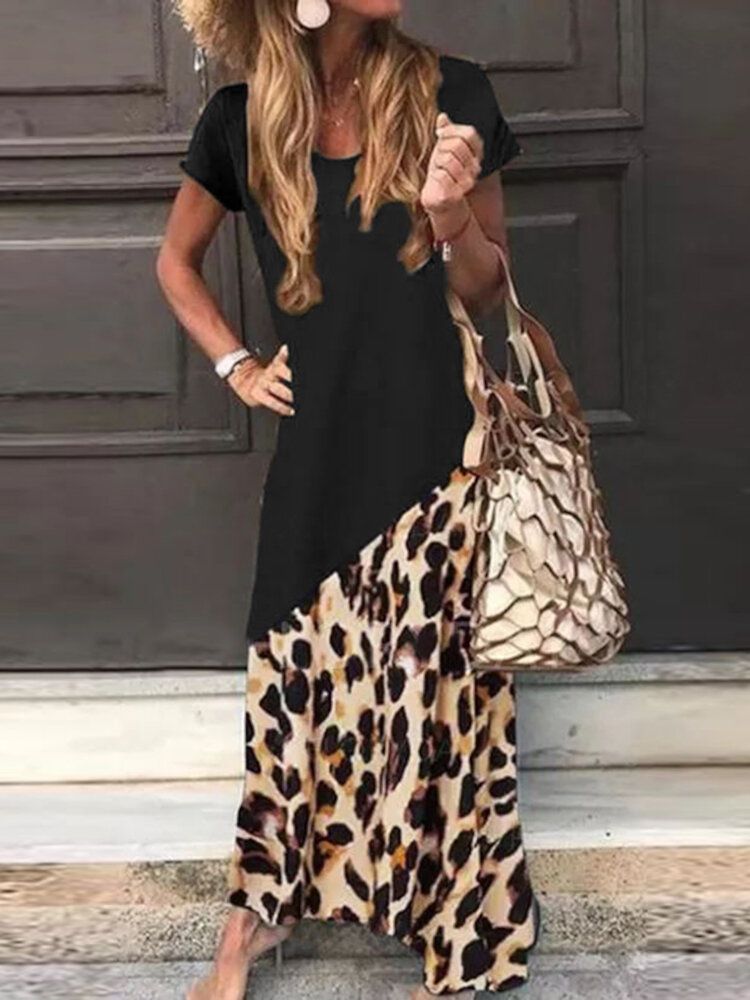 Sommerbluse Im Europäischen Stil Mit Leopardenmuster Und Tasche Für Damen