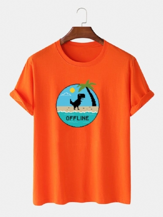 Atmungsaktives Dünnes Freizeit-t-shirt Aus 100 % Baumwolle Mit Cartoon-dinosaurier-grafikdruck Für Herren