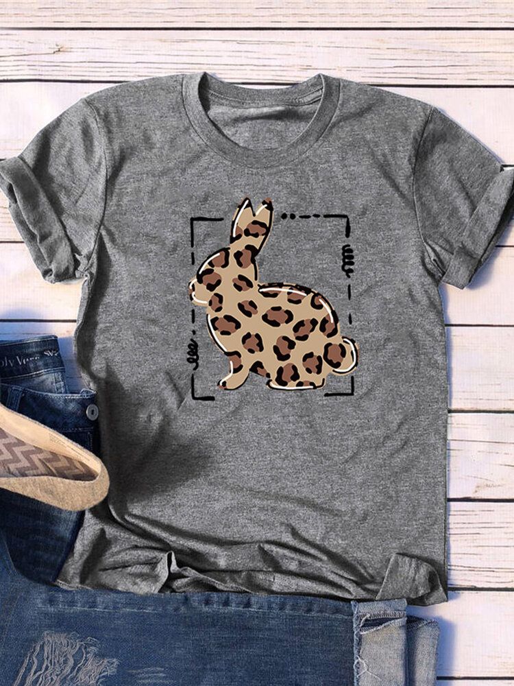 Bunny Print Kurzarm Plus Size Lässiges T-shirt Für Frauen